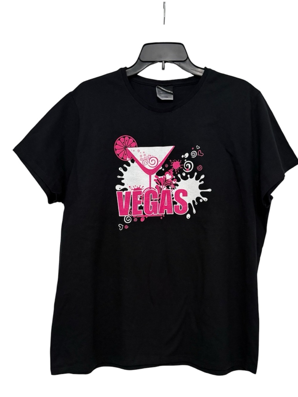 Black Vegas Tee with Hot Pink & White Martini Graphic